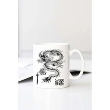 Meschain Meschaın Dragon Baskılı 330 ml Porselen Kupa Bardak (123457-4)