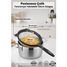 Muf Home Tencereye Takılabilir Paslanmaz Çelik Tel Süzgeç 20 cm 650 ml - Bpa Içermez Saplı Pratik Mutfak Süzgeci