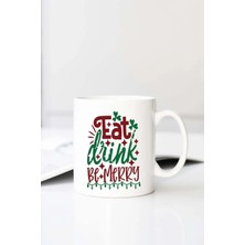 Meschain Meschaın Eat Drink Be Merry 01 Baskılı 330 ml Porselen Kupa Bardak (123584-1)