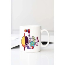 Meschain Meschaın Dondurmal Astronot Baskılı 330 ml Porselen Kupa Bardak (123496-3)