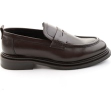 Bambi Kahve Antik Hakiki Deri Erkek Loafer Ayakkabı E01600301341