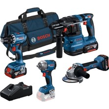 Bosch Gsr 18V-45 + Gws 18V-8 + Gbh 18V-22 + Gds 18V-350  Kombi Set (3X4.0AH)