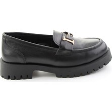 Bambi Siyah Hakiki Deri Kadın Loafer Ayakkabı K01821097103