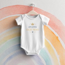 Igigi Collection Igıgı Collection Amcamın Küçük Prensi Baskılı %100 Pamuk Kısa Kollu Beyaz Unisex Bebek Zıbın