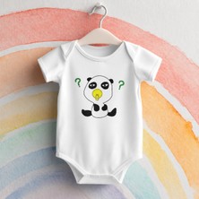 Igigi Collection Igıgı Collection Sevimli Panda Baskılı %100 Pamuk Kısa Kollu Beyaz Unisex Bebek Zıbın