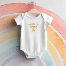 Igigi Collection Igıgı Collection Parlamak Için Doğdum Baskılı %100 Pamuk Kısa Kollu Beyaz Unisex Bebek Zıbın