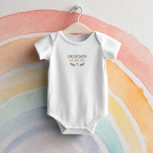 Igigi Collection Igıgı Collection Dedemin Gururu Baskılı %100 Pamuk Kısa Kollu Beyaz Unisex Bebek Zıbın