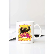 Meschain Meschaın Fake Friends Baskılı 330 ml Porselen Kupa Bardak (123469-2)