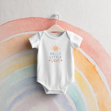 Igigi Collection Igıgı Collection Merhaba Minik Aşk Baskılı %100 Pamuk Kısa Kollu Beyaz Unisex Bebek Zıbın