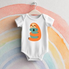 Igigi Collection Igıgı Collection Sevimli Orman Arkadaşları Baskılı %100 Pamuk Kısa Kollu Beyaz Unisex Bebek Zıbın
