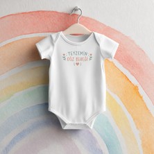 Igigi Collection Igıgı Collection Teyzemin Göz Bebeği Baskılı %100 Pamuk Kısa Kollu Beyaz Unisex Bebek Zıbın