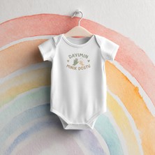 Igigi Collection Igıgı Collection Dayımın Minik Dostu Baskılı %100 Pamuk Kısa Kollu Beyaz Unisex Bebek Zıbın