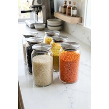 Öz-Home Öz Home 6'lı Metal Kapaklı  Cam Saklama/Düzenleme Kavanozu 1130 ml Şeffaf