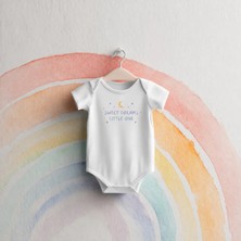 Igigi Collection Igıgı Collection Tatlı Rüyalar Minik Baskılı %100 Pamuk Kısa Kollu Beyaz Unisex Bebek Zıbın