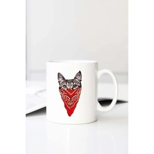 Meschain Meschaın N Maskeli Kedi Ba Baskılı 330 ml Porselen Kupa Bardak (123479-1)