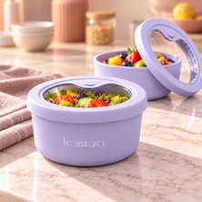 Le Murano 400 ml %100 Platinum Silikon Yuvarlak Saklama Kabı, Şeffaf Pencereli Kapak, Bpa Içermez, Mikrodalga Dondurucu Uyumlu, Tekrar Kullanılabilir Gıda Kabı