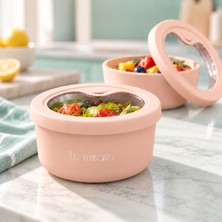 Le Murano 400 ml %100 Platinum Silikon Yuvarlak Saklama Kabı, Şeffaf Pencereli Kapak, Bpa Içermez, Mikrodalga Dondurucu Uyumlu, Tekrar Kullanılabilir Gıda Kabı