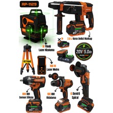 Ridepro RP-1129 4’lü Set 800 Nm’li + 3’lü Set 16 Yönlü Lazer ve Lazer Metre