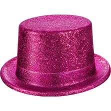 Shoppingfestr Fuşya Simli Glitter Silindir Parti Şapkası
