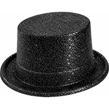 Shoppingfestr Siyah Simli Glitter Silindir Parti Şapkası