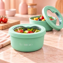 Le Murano 400 ml %100 Platinum Silikon Yuvarlak Saklama Kabı, Şeffaf Pencereli Kapak, Bpa Içermez, Mikrodalga Dondurucu Uyumlu, Tekrar Kullanılabilir Gıda Kabı