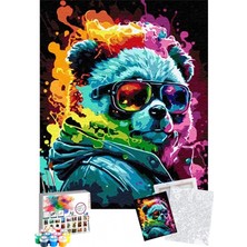 Tabdiko Sayılarla Boyama Seti 40 x 50 cm Tuval Şasesine Gerili Rengarenk Ayı