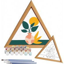 Tabdiko Sayılarla Minimalist Ahşap Çerçeveli Hobi Tablo Setleri 27 x 31 cm Tuval Şasesine Gerili Üçgen Saksıdaki Bitki