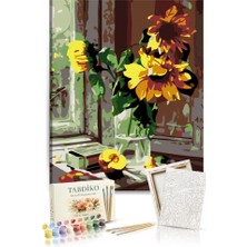 Tabdiko Sayılarla Boyama Seti 40 x 50 cm Tuval Şasesine Gerili Günebakan Ayçiçek