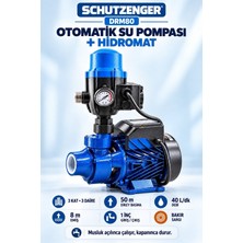 SCHUTZENGER DRM80 Otomatik Hidrafor Su Pompası 1.5q 3 Kat 3 Daire 50 mt Dik Atar Bakır Sargı Mavi