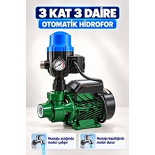 SCHUTZENGER DRM80 Otomatik Hidrafor Su Pompası 1.5q 3 Kat 3 Daire 50MT Dik Atar Bakır Sargı Yeşil