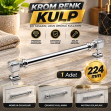 Nzb Metal 224 mm 22.4 cm Krom Renk Düz Kulp Mobilya Mutfak Çekmece Dolap Kulpu Kulbu Kulpları