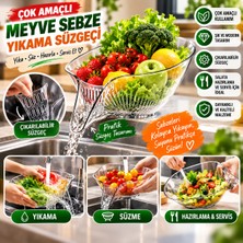 Mersi Shop Çok Amaçlı Meyve Sebze Yıkama Süzgeci Şeffaf Salata Hazırlama ve Servis Kasesi