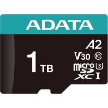 Adata 1tb Premier Pro AUSDX1TUI3V30SA2-RA1 U3 V30 A2 100-85MB/S + Adaptör Microsdxc Hafıza Kartı