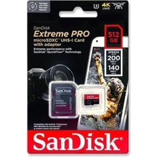 Sandisk Sandısk 512GB Extreme Pro SDSQXCD-512G-GN6MA A2 200MB/S Microsd Hafıza Kartı