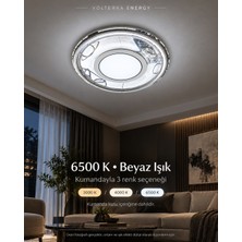 Sedef Kumandalı 3 Renkli LED Tavan Armatürü 3000K 4000K 6500K