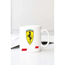 Meschain Meschaın Ferrari Logo S Baskılı 330 ml Porselen Kupa Bardak (123461-4)