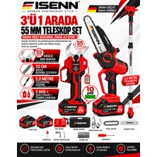 Eisenn Ultra Güç 55 mm Dijital Makas + 22 cm Otomatik Yağlamalı Dijital Testere +2.2 mt Teleskop Süper Bahçe Seti