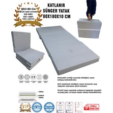 Katlanır Yer Yatağı ve Tek Kişilik Sünger Katlanır Minder Yatak 80X180X10 Cm-Gri