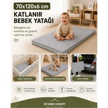 Katlanır Çocuk Yatağı Sünger Yer Yatağı Oyun Minderi Taşınabilir 70X120X6 Cm-Gri