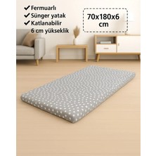 Sünger Yatak 70X180X6 Cm, Yer Yatağı, Balkon Yer Minderi,şantiye,karavan,deprem Yatağı-Gri Yıldız