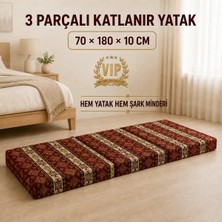 Katlanır Sünger Yer Yatağı 70X180X10 cm Taşıma Kulplu Fermuarlı Misafir Yatağı – Şark Desen