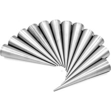 Nar Kalıp Korne Kalıbı Metal Huni Tatlı Kalıbı 20 Adet 12 cm Ebatında Paslanmaz Kalite