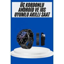 Pileli Store Amoled Ekran Akıllı Saat Üç Kordonlu Ios Android Uyumlu