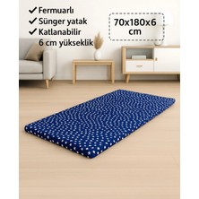 Vip Home Concept Sünger Yatak 70X180X6 Cm, Yer Yatağı,yer Minderi,şantiye,karavan,deprem Yatağı-Lacivert Yıldız