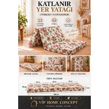 Vip Home Concept Katlanır Yer Yatağı 70X180X8 cm ve Tek Kişilik Sünger Katlanır Minder Yatak 8 CM-70X180 Cm-Ingiliz Gülü