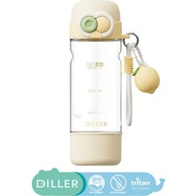 Diller 700ML Yeni Meyveler Serisi Meyve Süslü Charm ve Ip El Askılı Pipetli/pipetsiz ve Bardaklı Kullanım Sızdırmaz Kilitlenebilir Kapaklı Tritan Gövdeli Çocuk Su Matarası Suluğu Bpa Yok Koku Yok.