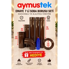Aymustek Emaye Soba Boru Seti 3 Boru 1 Yarım 1 Ellilik 1 Dirsek 1 Ayna (Jel Hediye)