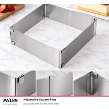 Fida Ayarlanabilir Pasta Çemberi Kare H5 cm Paslanmaz Pasta Kalıbı - 2 Adet