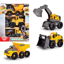 Dickie Toys Dickie, 203722015, Volvo Yapım Seti, Serbest Tekerlek, Hareketli Parçalar, Lastikli Yükleyici, 3 Parçalı Set, 1:36, 16 cm