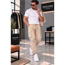 Wkm Erkek Gabardin Slim Fit Lastikli Kargo Pantolon